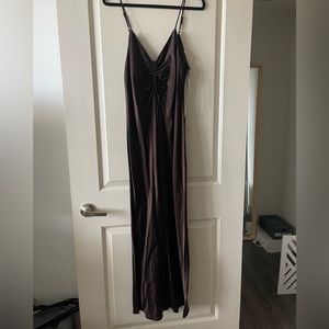 Zara Brown Satin Midi Dress